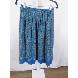 Draper's & Damon's Blue Paisley Border Print Skirt Elastic Waist Boho Witch 10